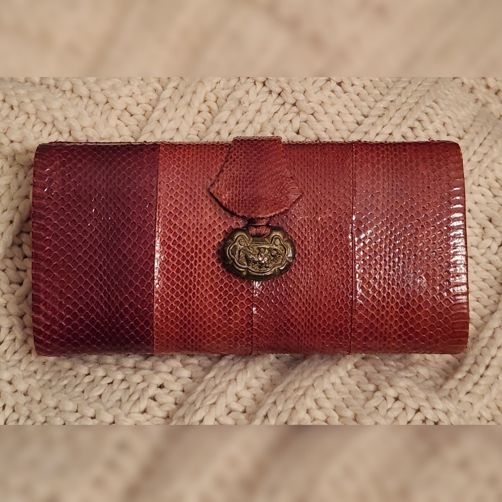 Rafael Sanchez Red Snakeskin Clutch with Chinese Pendant